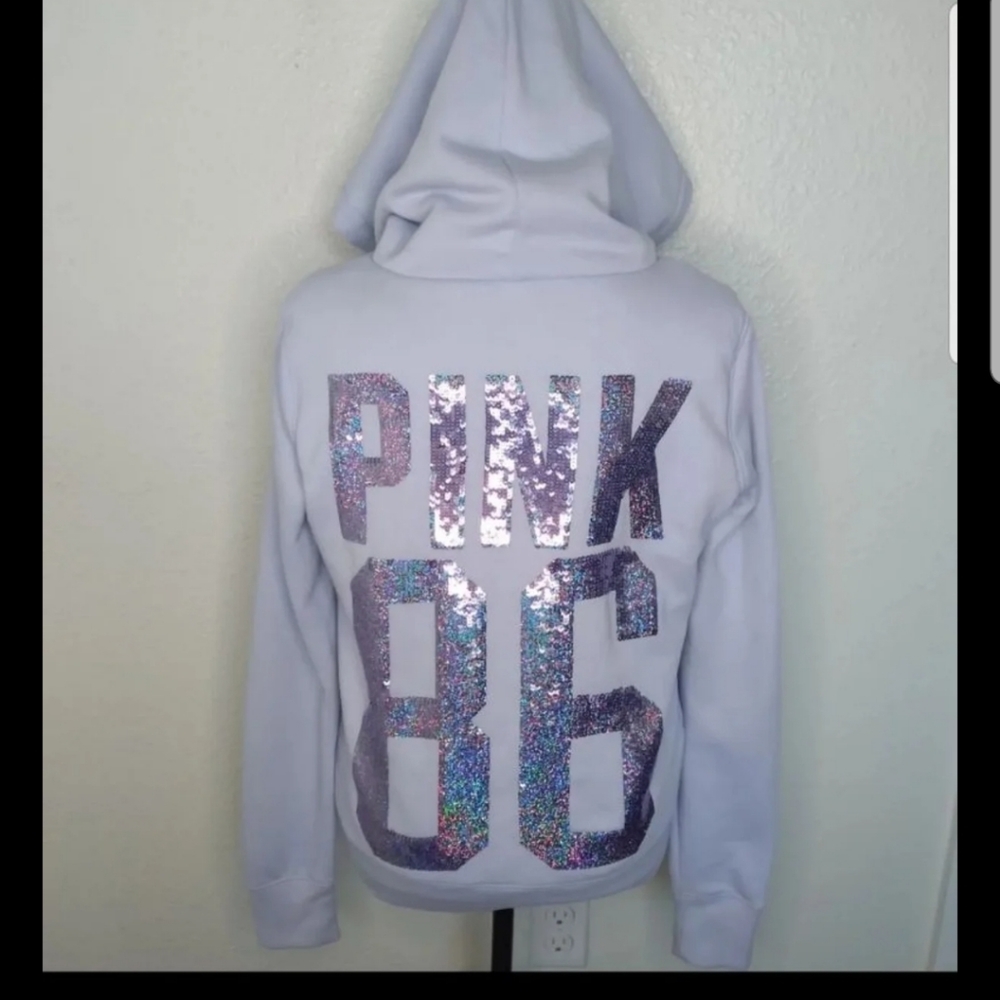 PINK Vs faux fur bling hoodie